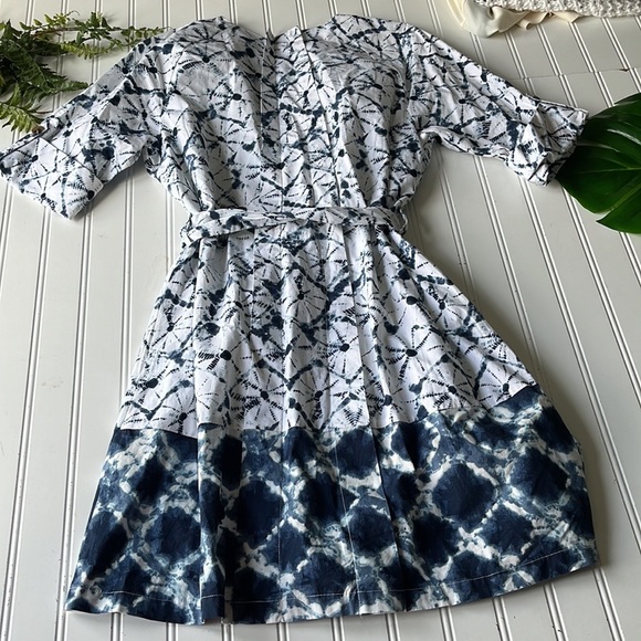 Thakoon anniversary edition dress blue white splatter watercolor pleated dress - Picture 4 of 11